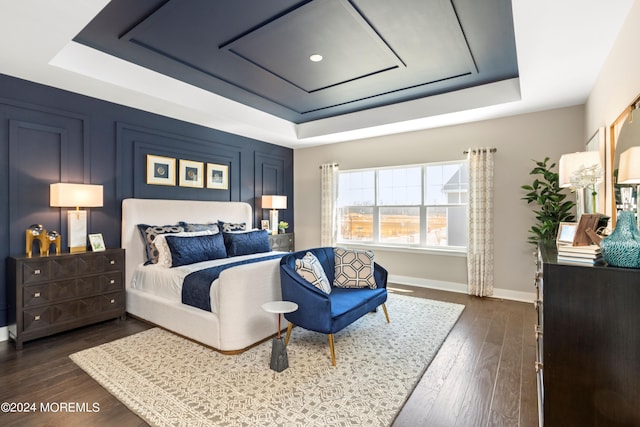 2707 Journey Ave, Marlboro, NJ 07746 - bedroom featuring a raised ceiling, dark wood-style flooring, and baseboards