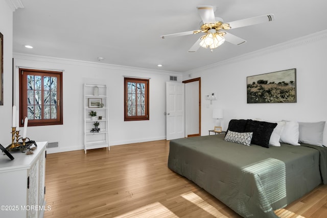 160 Pelican Rd, Middletown, NJ 07748 - living area featuring light wood-type flooring, ornamental molding, recessed lighting, baseboards, and ceiling fan