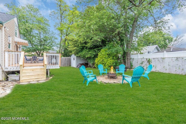 22 Franklin Ave, Hazlet, NJ 07734 - view of yard with a fire pit and a deck