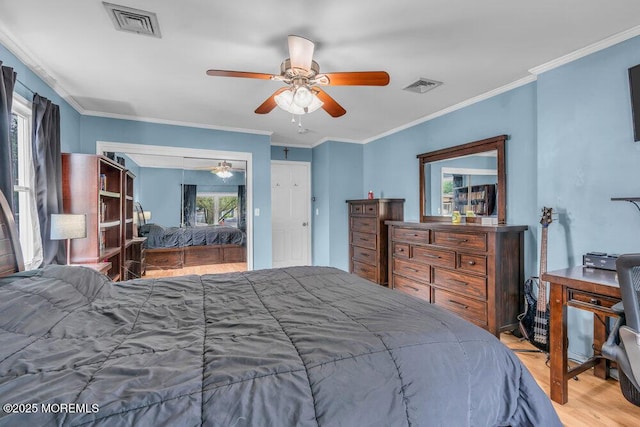 22 Franklin Ave, Hazlet, NJ 07734 - bedroom with wood finished floors, ceiling fan, and ornamental molding