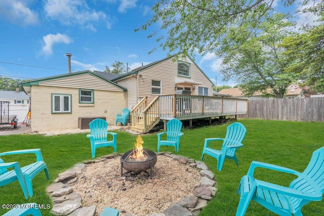 22 Franklin Ave, Hazlet, NJ 07734 - back of property featuring a fire pit and a deck