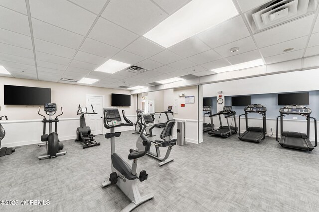 68 Winthrop Rd Unit 68B, Monroe, NJ 08831 - exercise room with a paneled ceiling, carpet floors, and baseboards