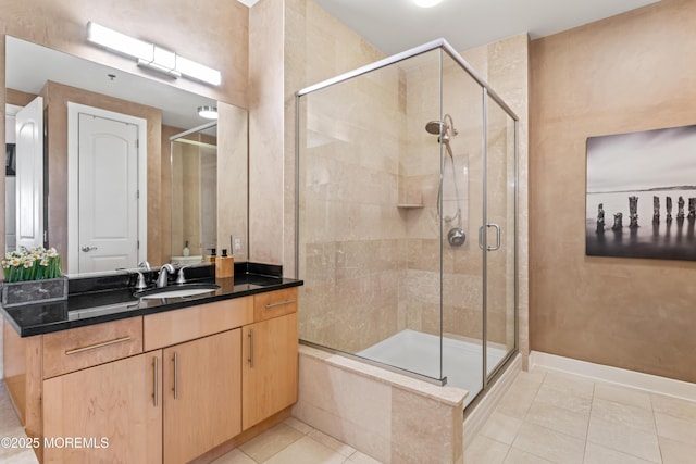 432 Ocean Blvd Unit 208, Long Branch, NJ 07740 - full bathroom with vanity, baseboards, and a stall shower