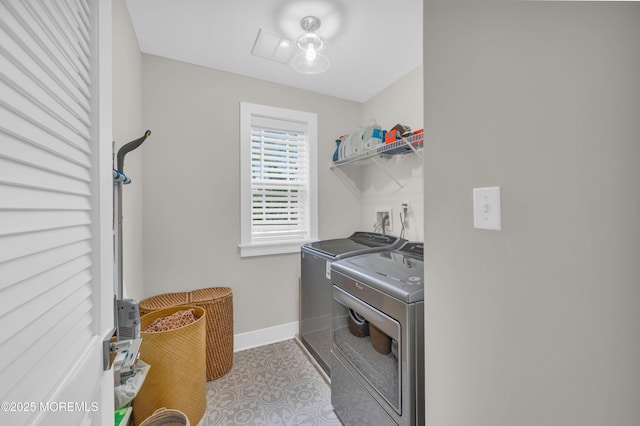 804 Linden Rd, Toms River, NJ 08753 - laundry area with independent washer and dryer, baseboards, and tile patterned flooring