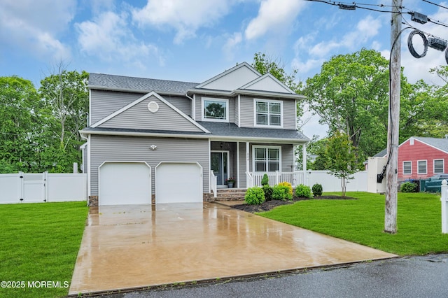 804 Linden Rd, Toms River, NJ 08753 - view of front facade featuring a porch, concrete driveway, a gate, a shingled roof, and a garage