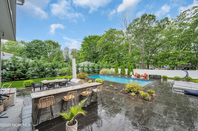 804 Linden Rd, Toms River, NJ 08753 - view of swimming pool with a patio area, an outdoor kitchen, and view of scattered trees