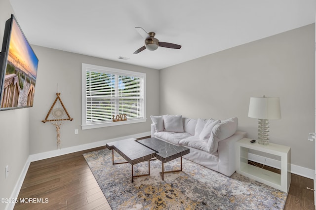 804 Linden Rd, Toms River, NJ 08753 - living area with a ceiling fan, wood finished floors, and baseboards