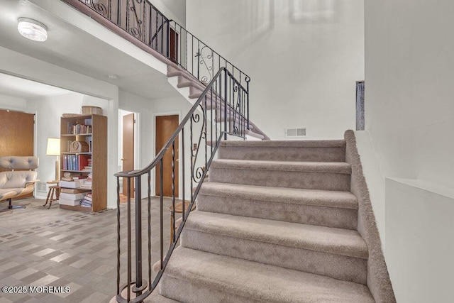 44 Hoover St, Freehold, NJ 07728 - stairs with carpet flooring