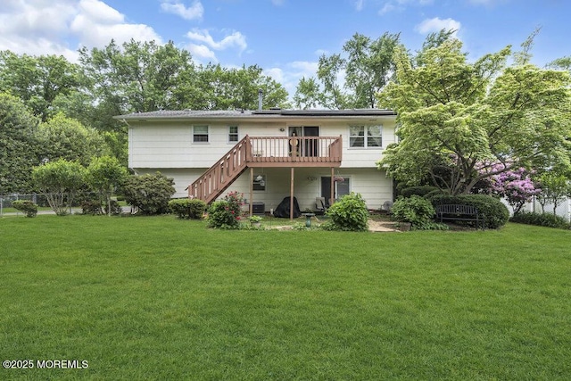 44 Hoover St, Freehold, NJ 07728 - rear view of property featuring a deck and stairs
