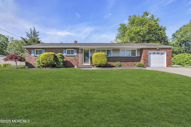 28 Roberta Dr, Howell, NJ 07731 - ranch-style house featuring brick siding, an attached garage, and a front lawn