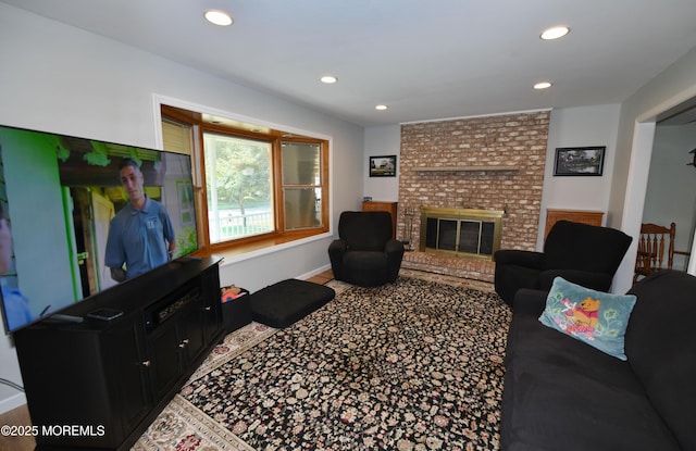 15 Tamarack St, Howell, NJ 07731 - living room with recessed lighting and a fireplace