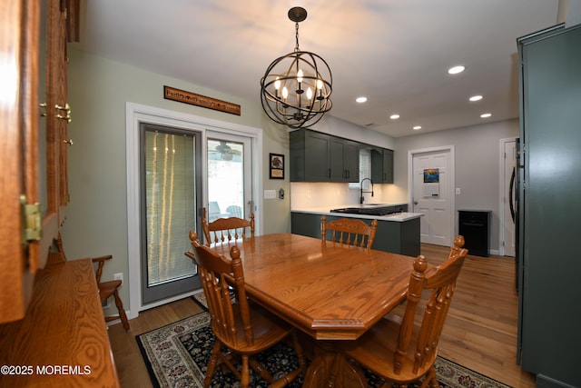 15 Tamarack St, Howell, NJ 07731 - dining area with a chandelier, wood finished floors, and recessed lighting
