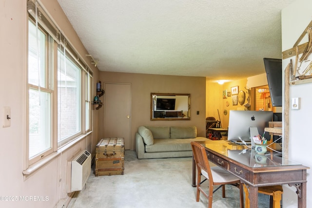 324 Shore Dr Unit A10, Highlands, NJ 07732 - living area with a textured ceiling, an AC wall unit, and carpet
