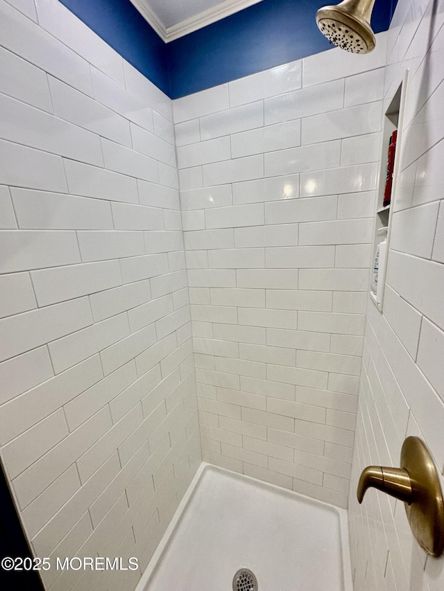 8 Spruce St, Toms River, NJ 08753 - bathroom with crown molding and tiled shower