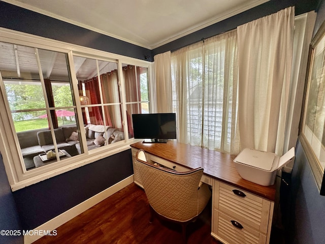 8 Spruce St, Toms River, NJ 08753 - office featuring dark wood-style floors, ornamental molding, and baseboards