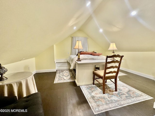 8 Spruce St, Toms River, NJ 08753 - bedroom with vaulted ceiling, dark wood-type flooring, baseboards, and recessed lighting