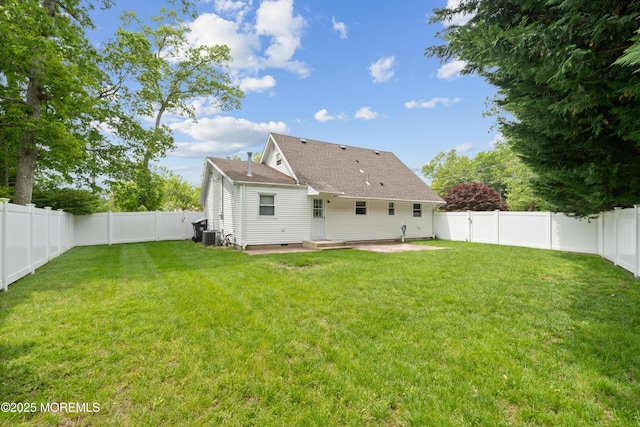 952 Stafford Dr, Toms River, NJ 08753 - rear view of house featuring a patio area, a shingled roof, and central air condition unit