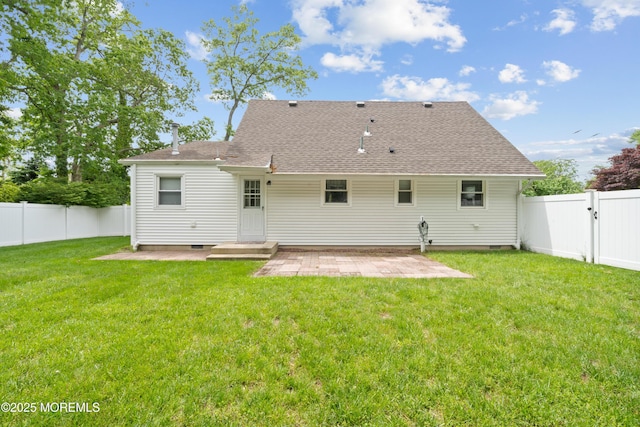 952 Stafford Dr, Toms River, NJ 08753 - back of property with a patio area, a gate, roof with shingles, and crawl space