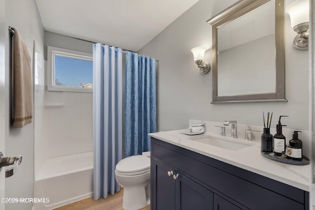 26 Nevada Dr, Hazlet, NJ 07730 - bathroom with vanity, toilet, shower / bath combination with curtain, and wood finished floors