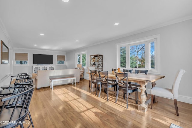 137 Church St, Fair Haven, NJ 07704 - dining room with ornamental molding, light wood-type flooring, and recessed lighting