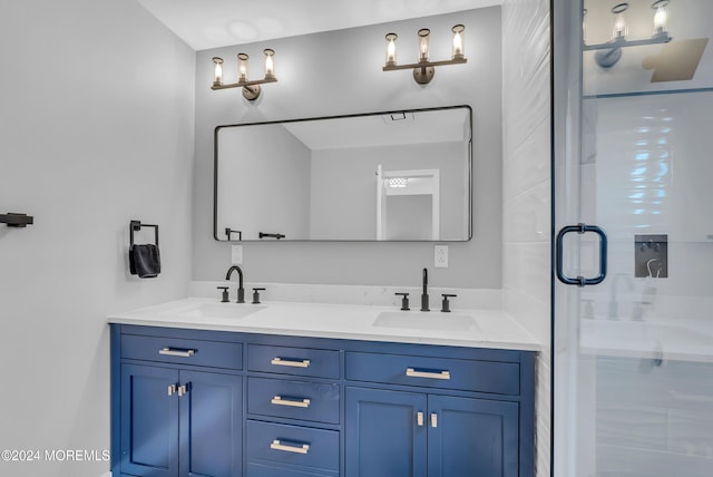 137 Church St, Fair Haven, NJ 07704 - bathroom featuring double vanity and a shower stall