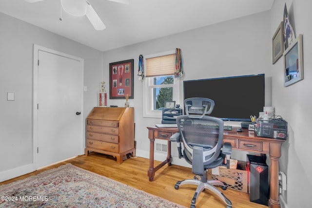 137 Church St, Fair Haven, NJ 07704 - office area with ceiling fan and wood finished floors