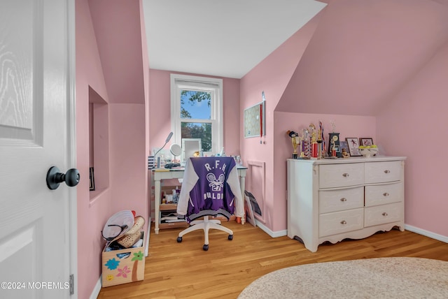 137 Church St, Fair Haven, NJ 07704 - bedroom with light wood-type flooring and lofted ceiling