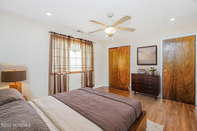 18 Croman Ct, Hazlet, NJ 07730 - bedroom with light wood-style floors, recessed lighting, and ceiling fan