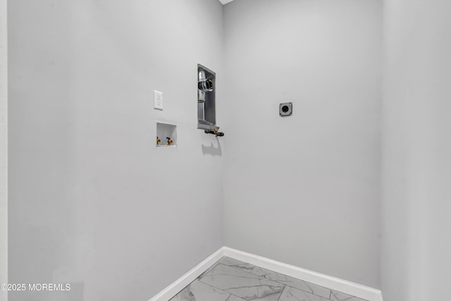 1624 Joffre Rd, Forked River, NJ 08731 - laundry area with baseboards, hookup for a washing machine, hookup for an electric dryer, and light marble finish floors