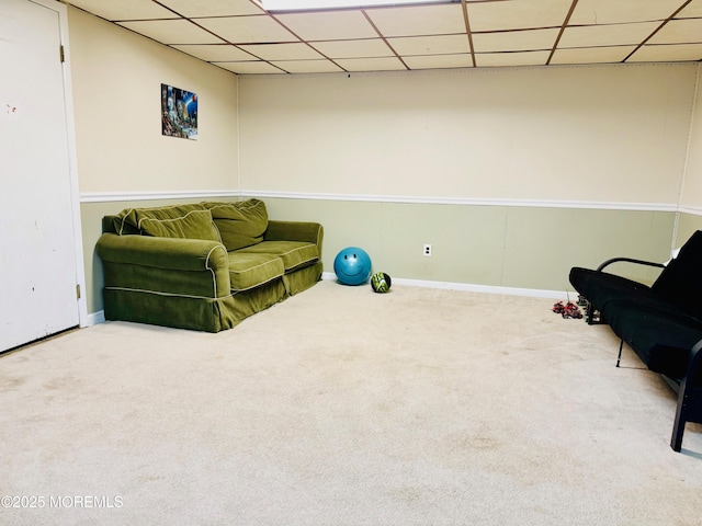 7 Rosewood Dr, Milltown, NJ 08850 - living area with a paneled ceiling, carpet floors, and baseboards