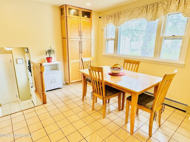 7 Rosewood Dr, Milltown, NJ 08850 - dining room featuring light tile patterned floors, baseboards, recessed lighting, and a baseboard heating unit