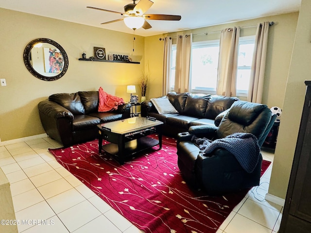 7 Rosewood Dr, Milltown, NJ 08850 - tiled living area featuring ceiling fan and baseboards