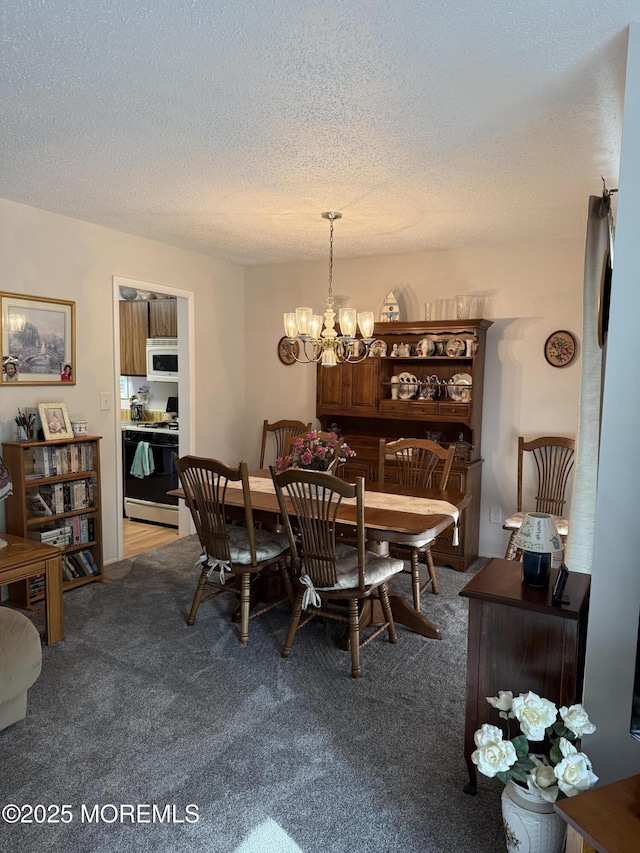 132 Seaview Ave, Brick, NJ 08723 - carpeted dining space featuring a chandelier and a textured ceiling