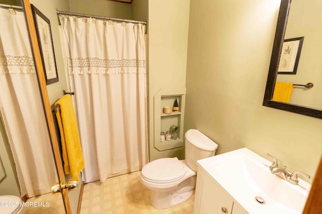 817 Wright Debow Rd, Jackson, NJ 08527 - full bathroom featuring toilet, vanity, tile patterned floors, and a shower with shower curtain