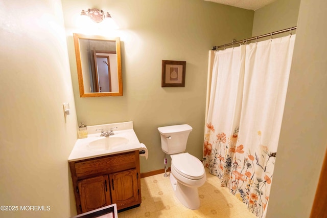 817 Wright Debow Rd, Jackson, NJ 08527 - full bath featuring vanity, toilet, a shower with shower curtain, baseboards, and tile patterned floors
