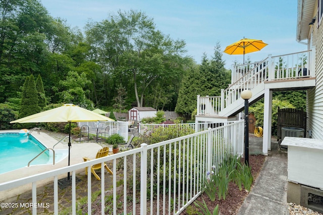 817 Wright Debow Rd, Jackson, NJ 08527 - view of pool with stairway, a patio area, and a wooden deck