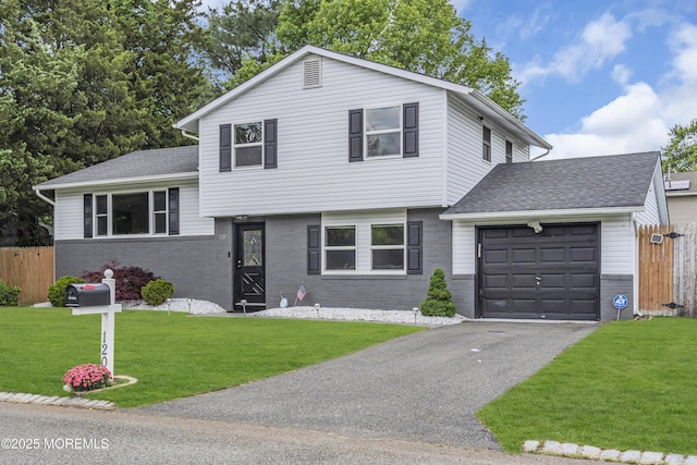 120 Lake Winnepesaukee Dr, Little Egg Harbor, NJ 08087 - split level home with a garage, asphalt driveway, brick siding, and roof with shingles