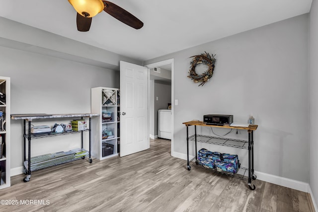 120 Lake Winnepesaukee Dr, Little Egg Harbor, NJ 08087 - living area featuring wood finished floors, baseboards, and ceiling fan