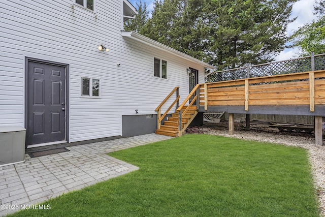 120 Lake Winnepesaukee Dr, Little Egg Harbor, NJ 08087 - rear view of property with a yard, a deck, and stairway