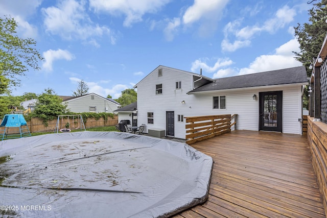 120 Lake Winnepesaukee Dr, Little Egg Harbor, NJ 08087 - back of property featuring a fenced backyard and a wooden deck