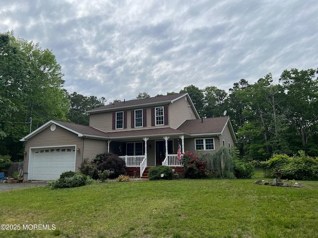 10 Hillside Ave, Tuckerton, NJ 08087 - view of front of home with a porch, an attached garage, driveway, and a front lawn