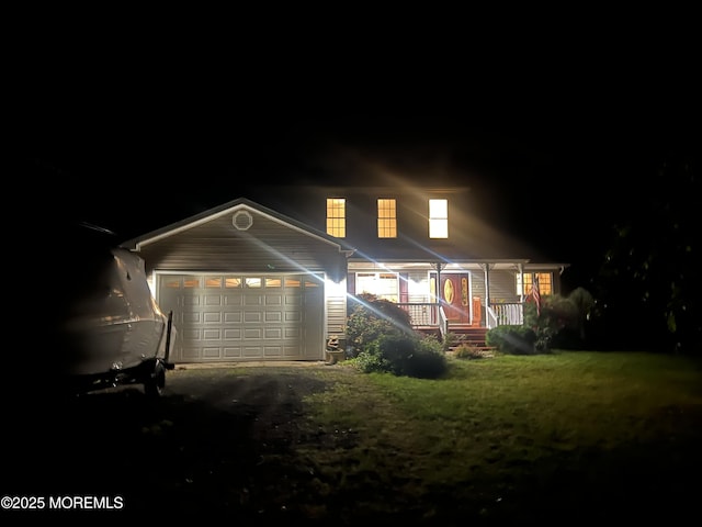 10 Hillside Ave, Tuckerton, NJ 08087 - traditional-style home featuring covered porch, a garage, and asphalt driveway