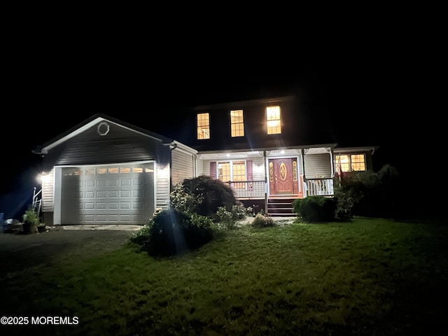 10 Hillside Ave, Tuckerton, NJ 08087 - view of front of property featuring a porch, a garage, a yard, and driveway