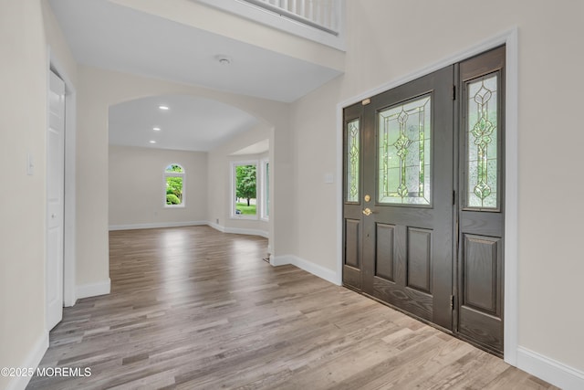352 Leesville Rd, Jackson, NJ 08527 - entryway with arched walkways, wood finished floors, baseboards, and recessed lighting