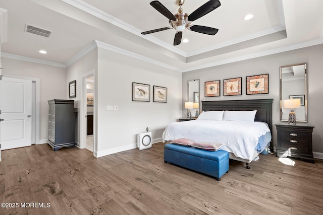 2 Haley Cir, Barnegat, NJ 08005 - bedroom with wood finished floors, ornamental molding, recessed lighting, baseboards, and ceiling fan