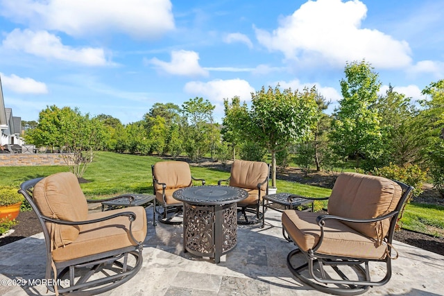 2 Haley Cir, Barnegat, NJ 08005 - view of patio featuring an outdoor fire pit