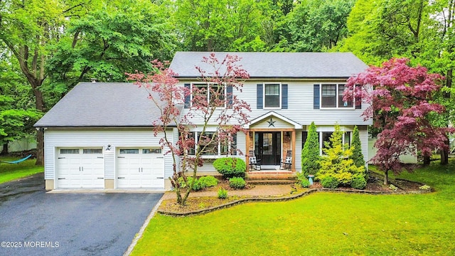 25 Merritt Ter, Matawan, NJ 07747 - colonial home featuring asphalt driveway, a garage, and a front lawn
