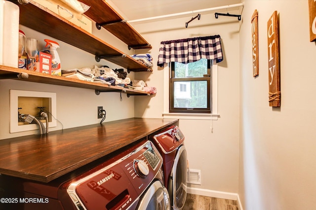 25 Merritt Ter, Matawan, NJ 07747 - laundry room featuring separate washer and dryer, wood finished floors, and baseboards