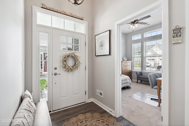 21 Gulfstream Rd, New Egypt, NJ 08533 - foyer featuring dark wood-style floors, baseboards, and ceiling fan