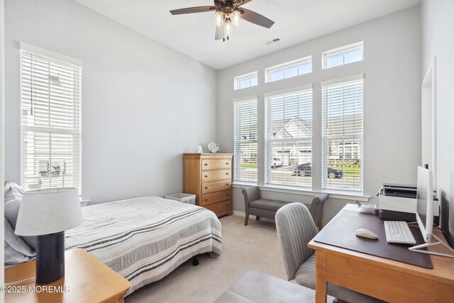 21 Gulfstream Rd, New Egypt, NJ 08533 - bedroom featuring light colored carpet, an office area, and ceiling fan
